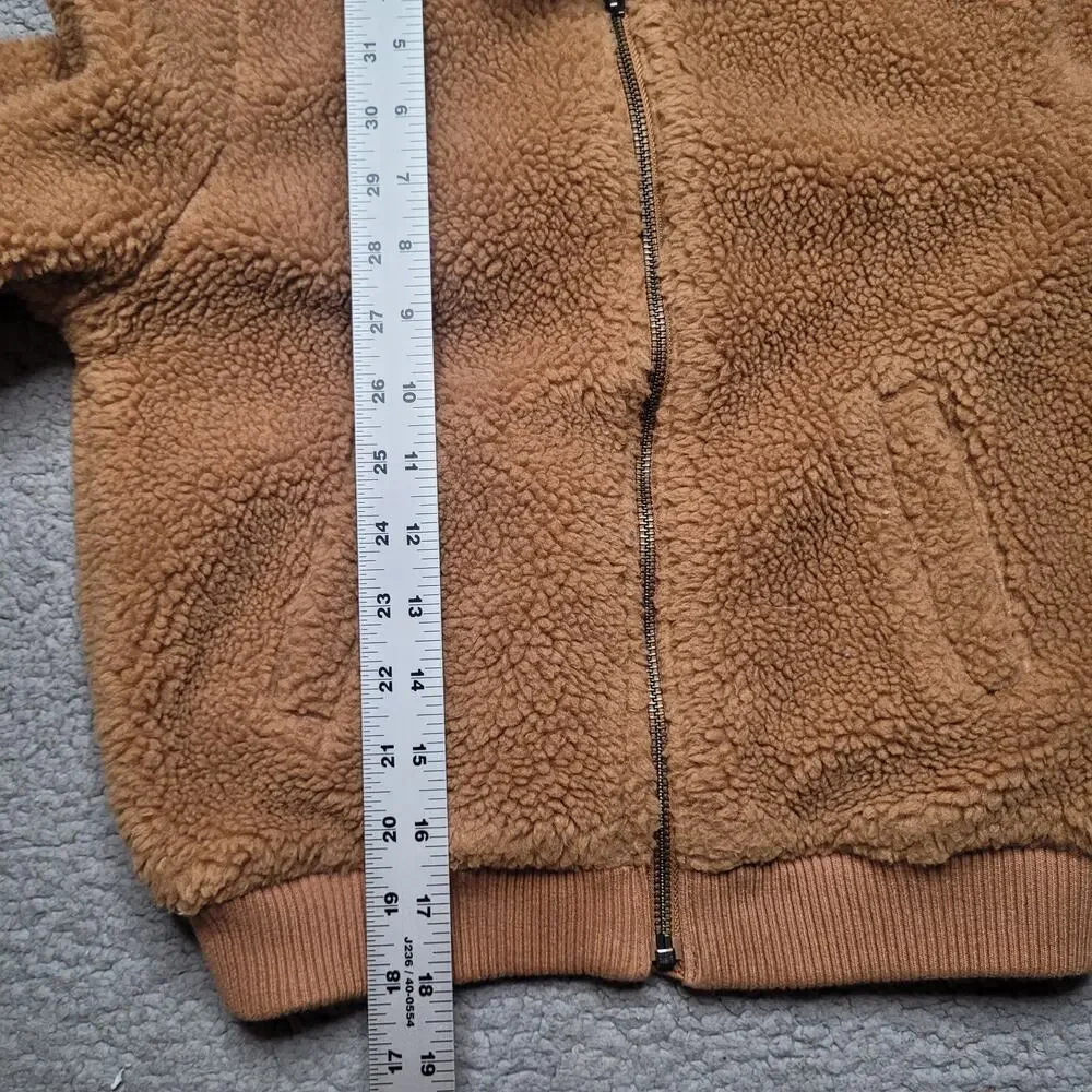 Gap Kids Jacket Medium Tan Brown Sherpa Bomber Zip Collared Fuzzy Soft Cozy
